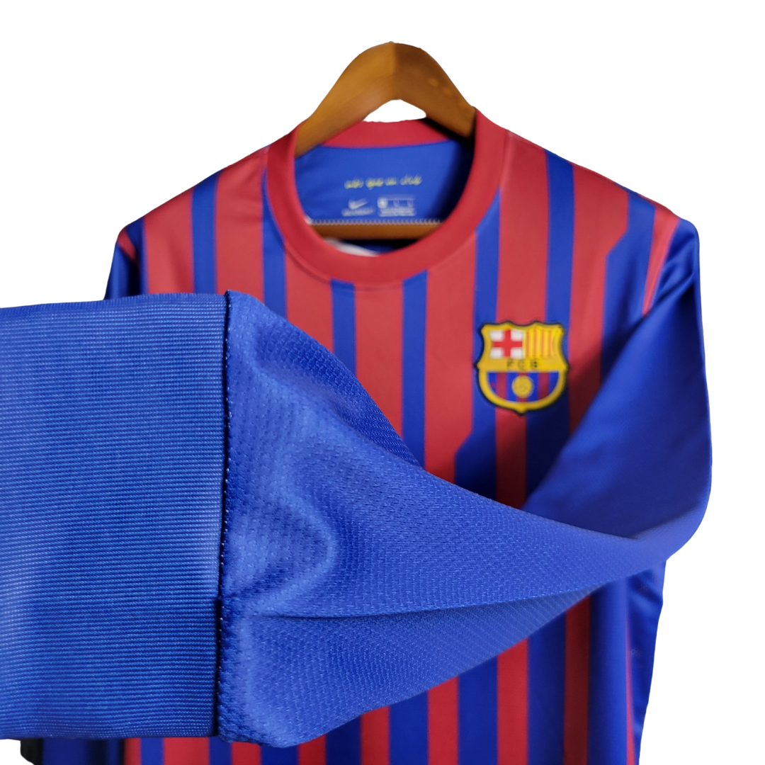 Camisa Retrô Barcelona Home Manga Longa 11-12